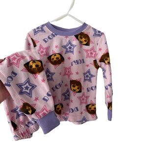 Nickelodeon Dora the Explorer Pink and Purple Star Pajama Set Y2K